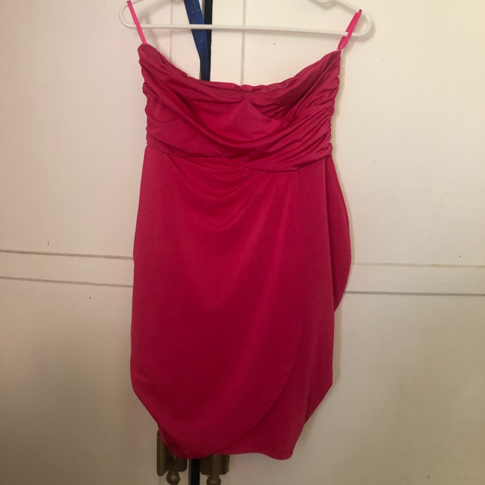Hot pink strapless dress